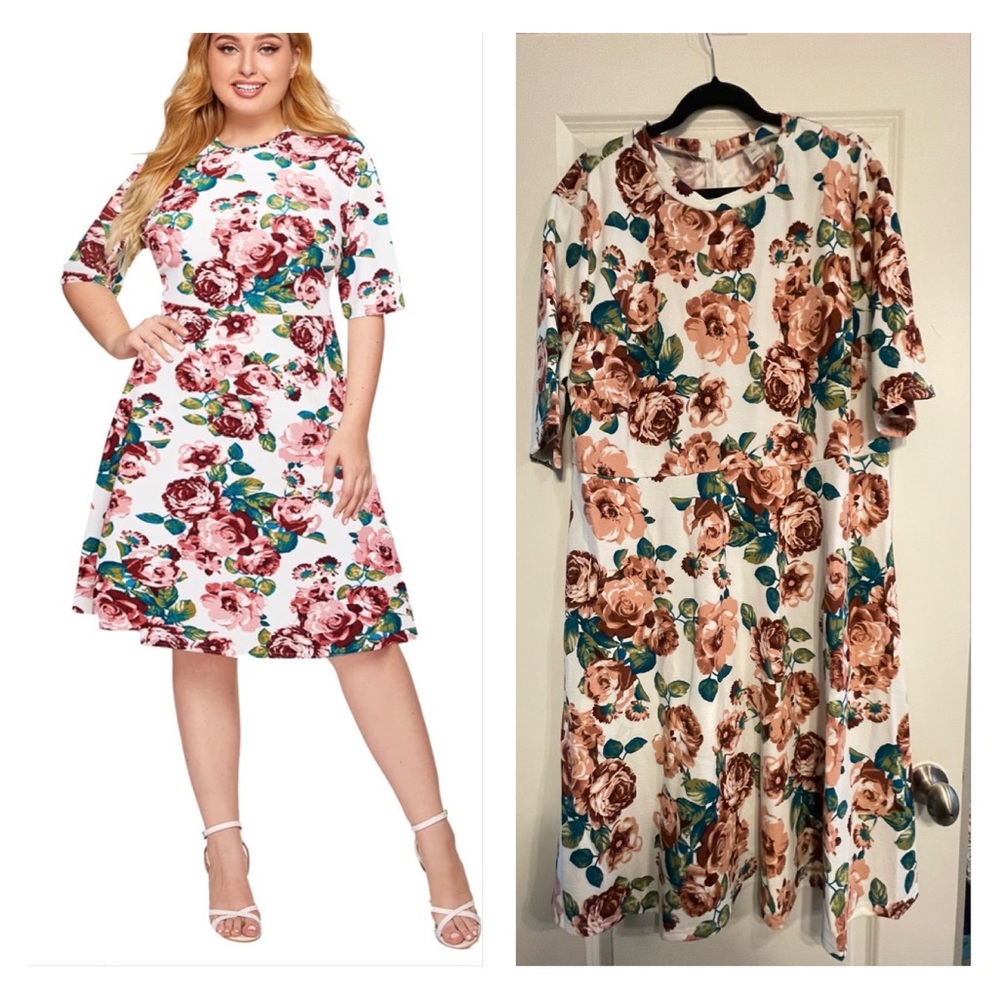 Floral midi high neck dress, Sz. 3x